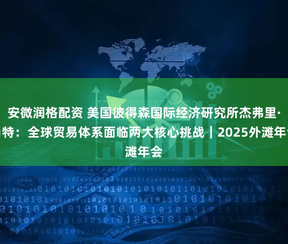 安微润格配资 美国彼得森国际经济研究所杰弗里·肖特：全球贸易体系面临两大核心挑战｜2025外滩年会